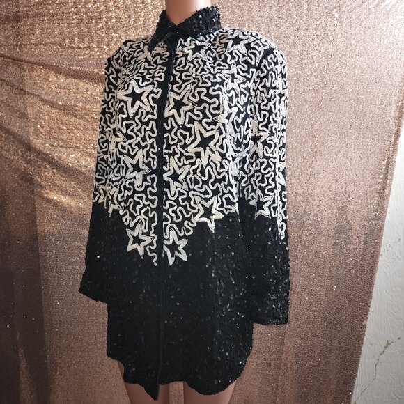 Tops - Star Sequin Long-sleeved Shirt/Blouse. Formal-Weddong & Etc.